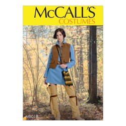 8018 MCCALLS MS COSTUME WAISTCOAT, SHIRT, LEGGINGS, GARTERS, BREECHCLOTH, BAG PATTERN NEW 2 SZS